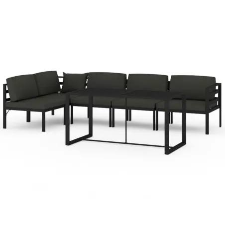 Salon de jardin 6 pcs avec coussins Aluminium Anthracite