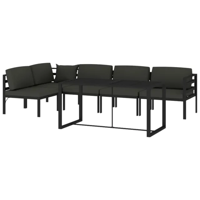 Salon de jardin 6 pcs avec coussins Aluminium Anthracite