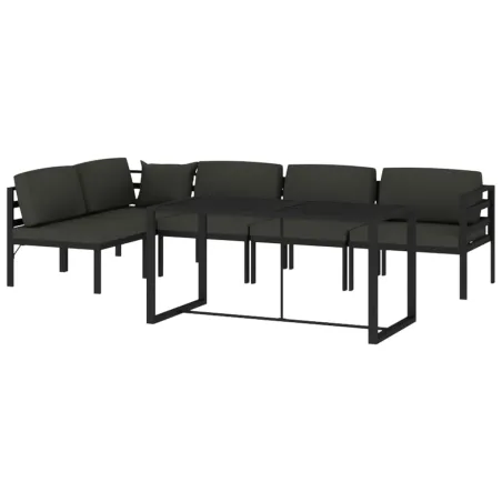 Salon de jardin 6 pcs avec coussins Aluminium Anthracite