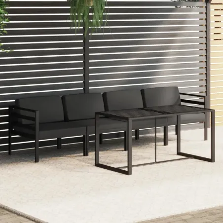 Salon de jardin 5 pcs avec coussins Aluminium Anthracite
