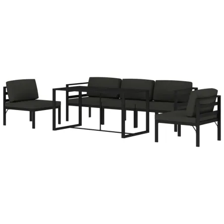 Salon de jardin 6 pcs avec coussins Aluminium Anthracite