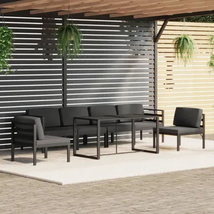 Salon de jardin 7 pcs avec coussins Aluminium Anthracite