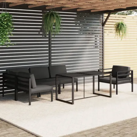 Salon de jardin 6 pcs avec coussins Aluminium Anthracite