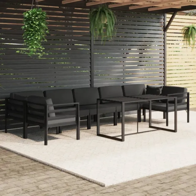 Salon de jardin 8 pcs avec coussins Aluminium Anthracite