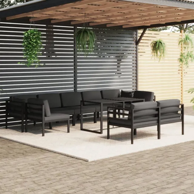 Salon de jardin 10 pcs avec coussins Aluminium Anthracite