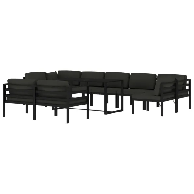 Salon de jardin 10 pcs avec coussins Aluminium Anthracite