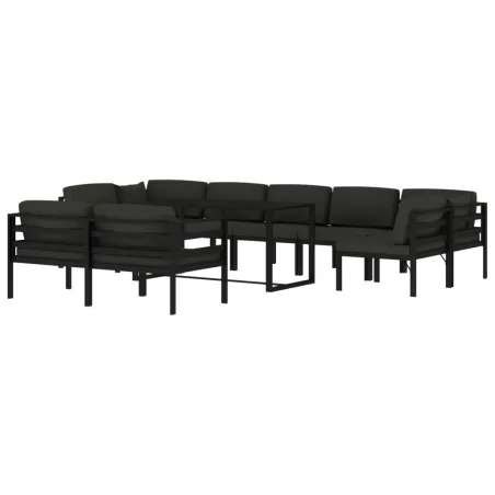 Salon de jardin 10 pcs avec coussins Aluminium Anthracite