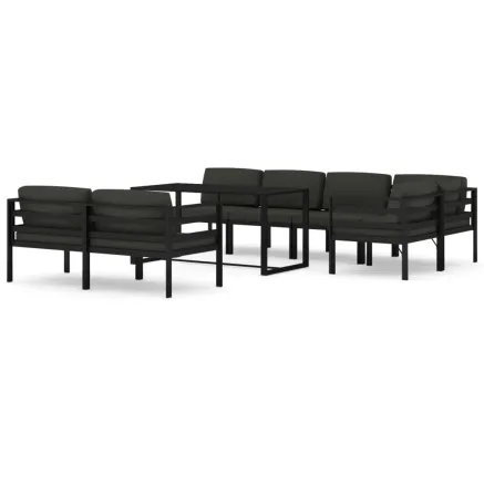 Salon de jardin 8 pcs avec coussins Aluminium Anthracite 2