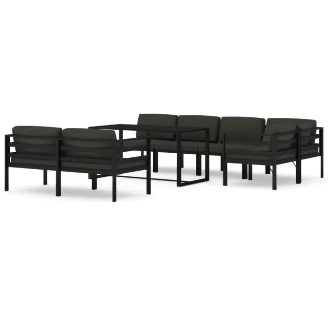 Salon de jardin 8 pcs avec coussins Aluminium Anthracite