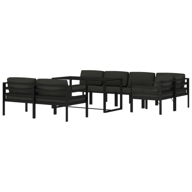 Salon de jardin 8 pcs avec coussins Aluminium Anthracite