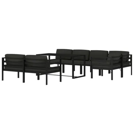 Salon de jardin 8 pcs avec coussins Aluminium Anthracite