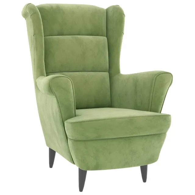 Fauteuil à oreilles avec tabouret vert clair velours