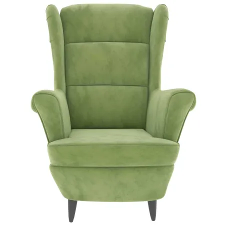Fauteuil à oreilles avec tabouret vert clair velours