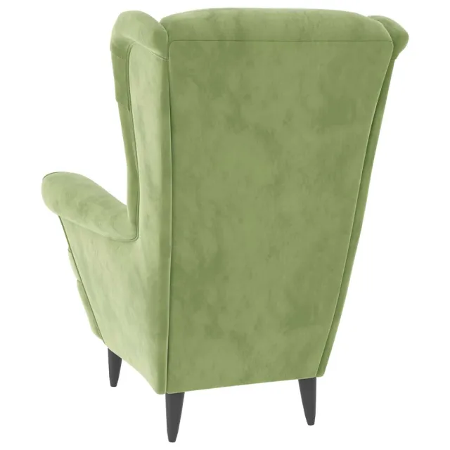 Fauteuil à oreilles avec tabouret vert clair velours
