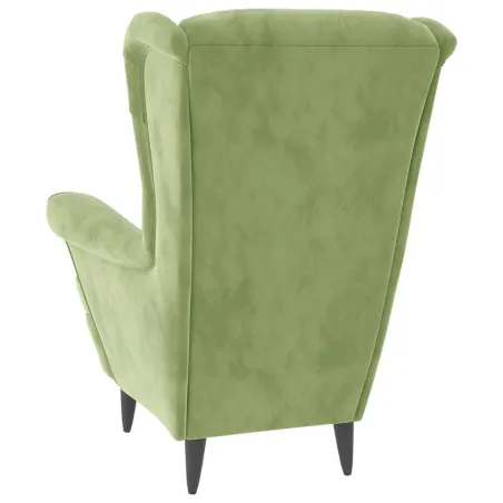Fauteuil à oreilles avec tabouret vert clair velours