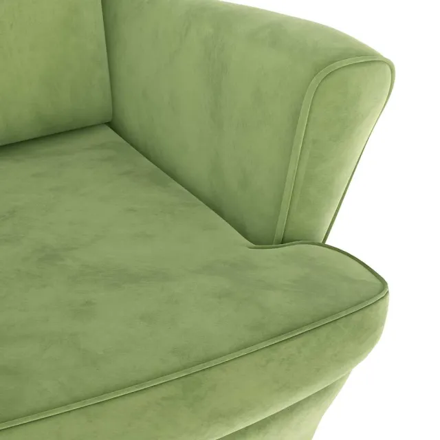 Fauteuil à oreilles avec tabouret vert clair velours
