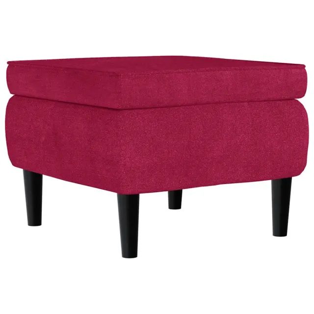 Fauteuil à oreilles avec tabouret bordeaux velours