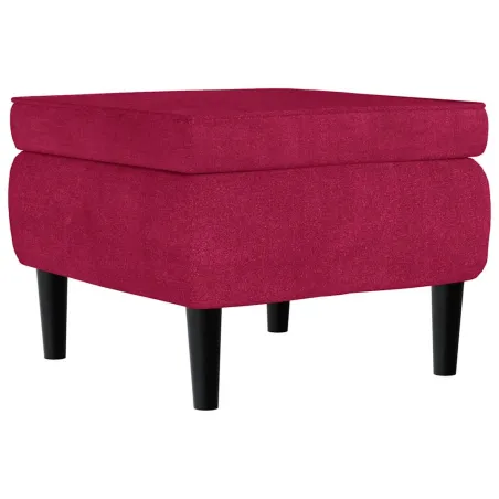 Fauteuil à oreilles avec tabouret bordeaux velours