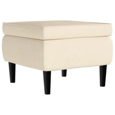 Fauteuil à oreilles avec tabouret crème velours