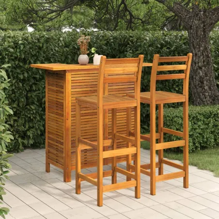Ensemble de bar de jardin 3 pcs Bois d'acacia solide