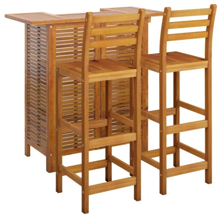 Ensemble de bar de jardin 3 pcs Bois d'acacia solide