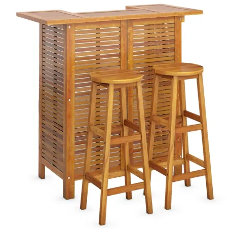 Ensemble de bar de jardin 3 pcs Bois d'acacia solide