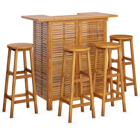 Ensemble de bar de jardin 5 pcs Bois d'acacia solide