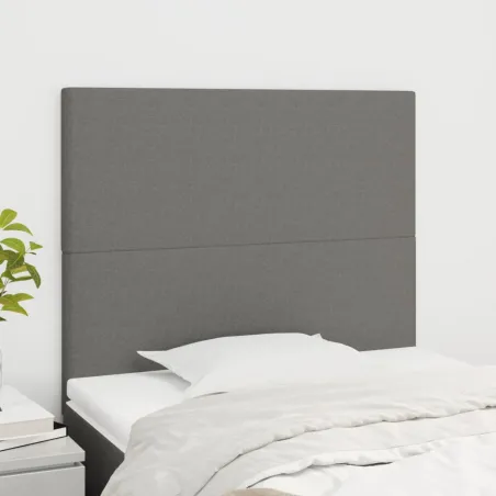 Tête de lit Gris foncé 100x5x118/128 cm Tissu