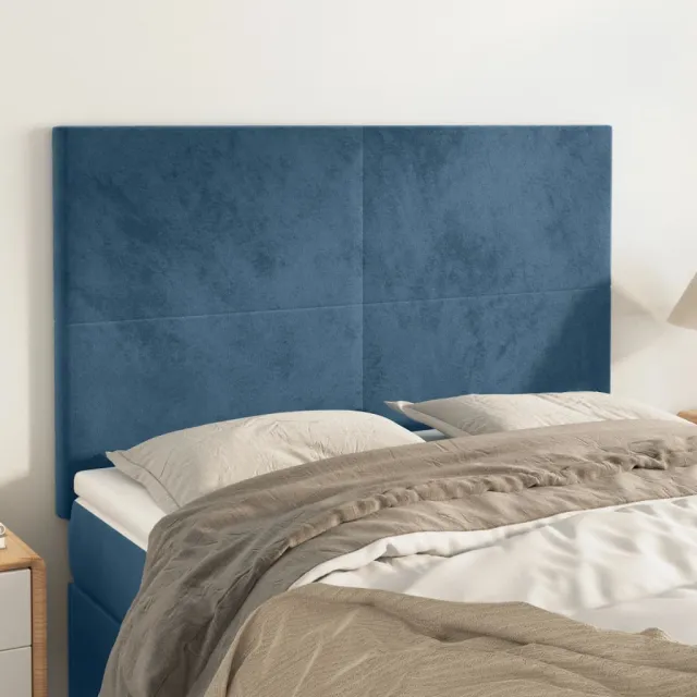 Tête de lit Bleu foncé 144 x 5 x 118/128 cm Velours