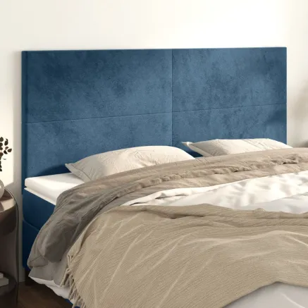 Tête de lit Bleu foncé 200 x 5 x 118/128 cm Velours