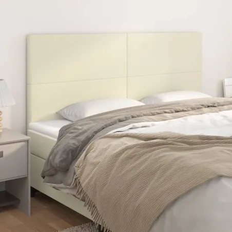 Tête de lit Crème 200x5x118/128 cm Similicuir