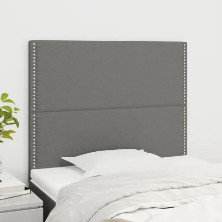 Tête de lit Gris foncé 100x5x118/128 cm Tissu