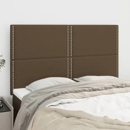 Tête de lit Marron foncé 144 x 5 x 118/128 cm Tissu