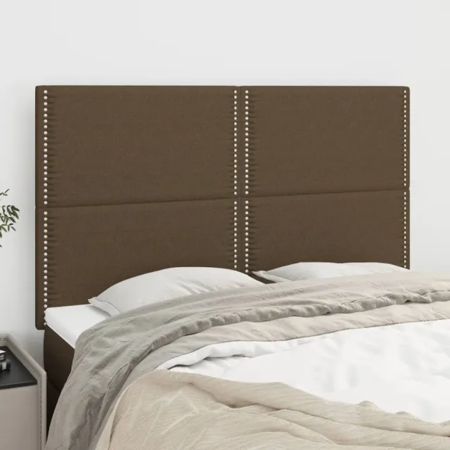 Tête de lit Marron foncé 144 x 5 x 118/128 cm Tissu