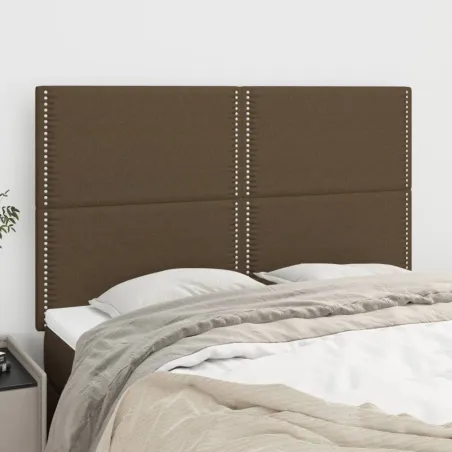 Tête de lit Marron foncé 144 x 5 x 118/128 cm Tissu