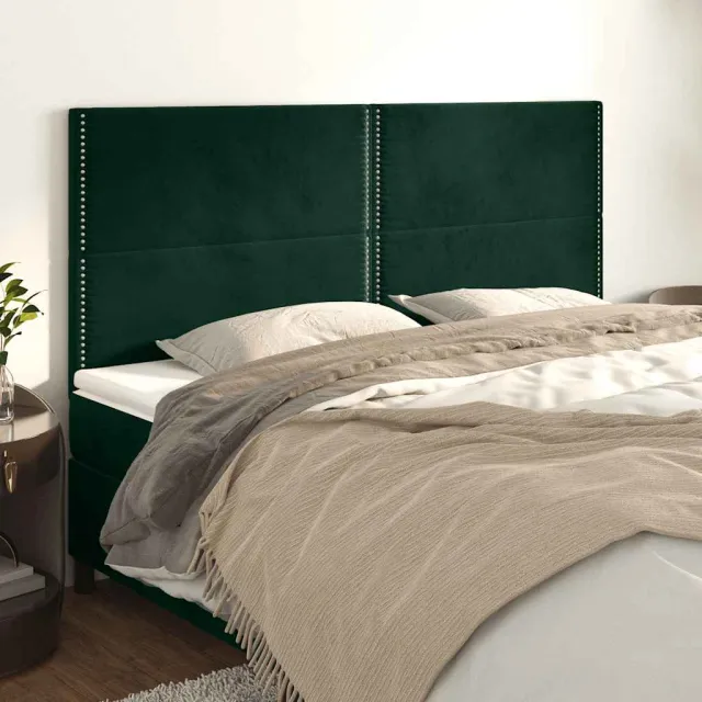 Tête de lit Vert foncé 200x5x118/128 cm Velours
