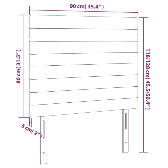 Tête de lit Gris clair 90x5x118/128 cm Velours