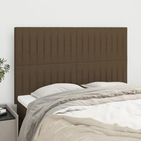 Tête de lit Marron foncé 144 x 5 x 118/128 cm Tissu