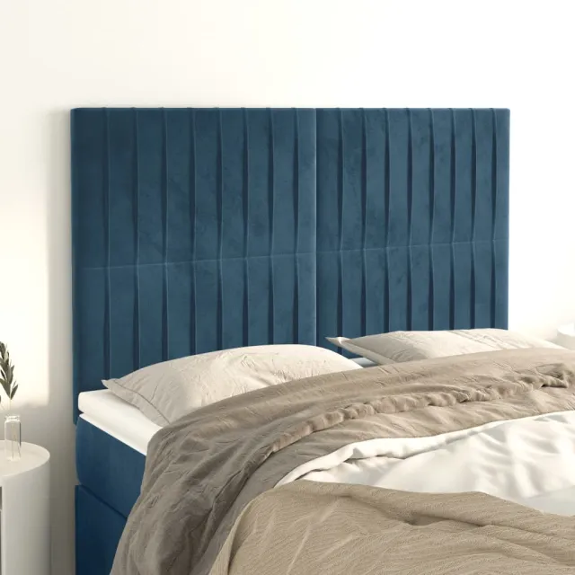Tête de lit Bleu foncé 144 x 5 x 118/128 cm Velours