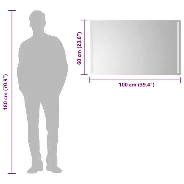 Miroir de salle de bain à LED 100x60 cm