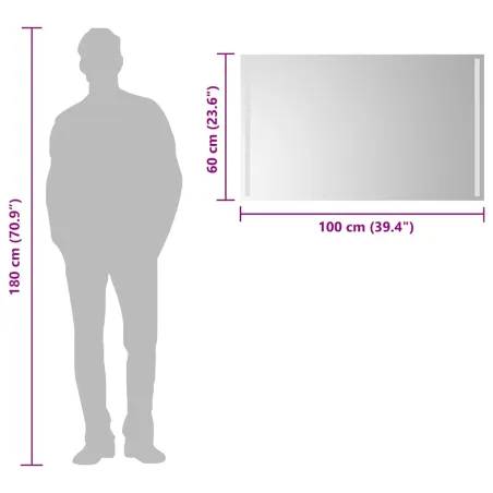 Miroir de salle de bain à LED 100x60 cm