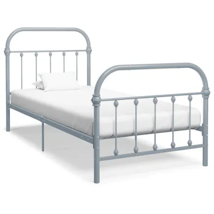 Cadre de lit sans matelas gris métal 100x200 cm