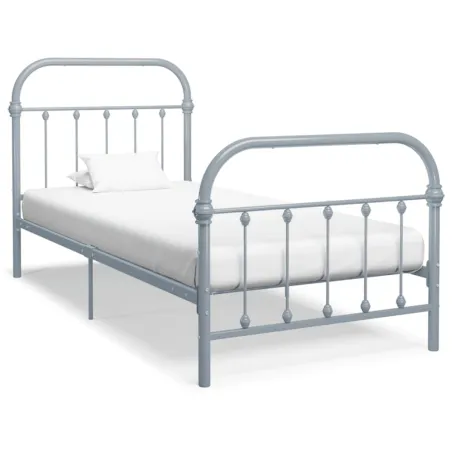 Cadre de lit sans matelas gris métal 100x200 cm