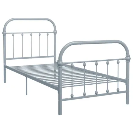 Cadre de lit sans matelas gris métal 100x200 cm 2