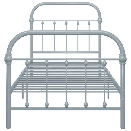 Cadre de lit sans matelas gris métal 100x200 cm
