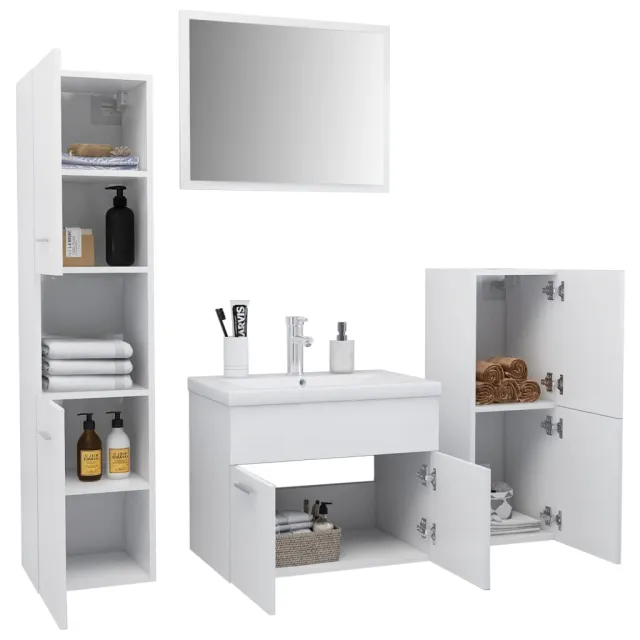 Ensemble de meubles de salle de bain Blanc Bois d'ingénierie