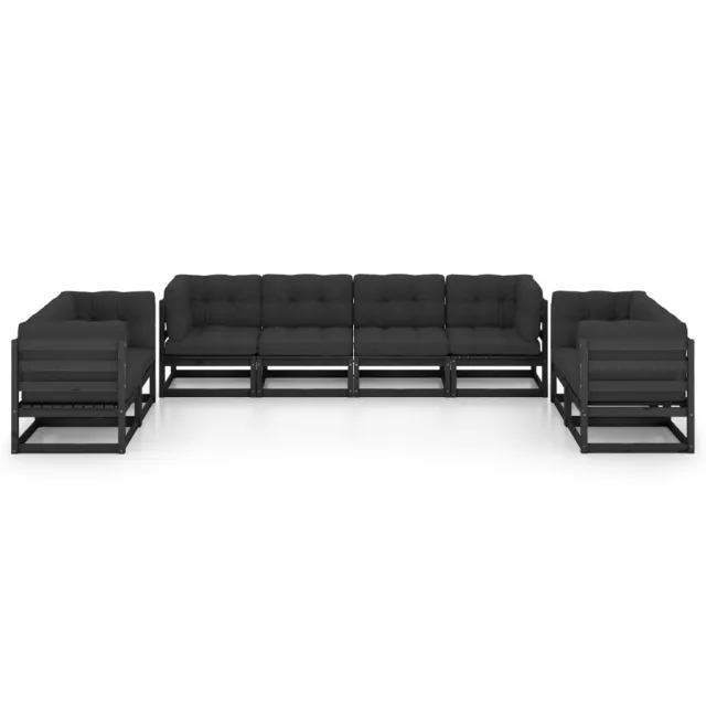 Salon de jardin 8 pcs avec coussins Bois de pin massif