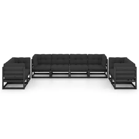 Salon de jardin 8 pcs avec coussins Bois de pin massif