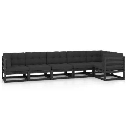 Salon de jardin 6 pcs avec coussins Bois de pin massif 2