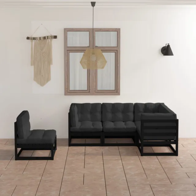 Salon de jardin 5 pcs avec coussins Bois de pin massif